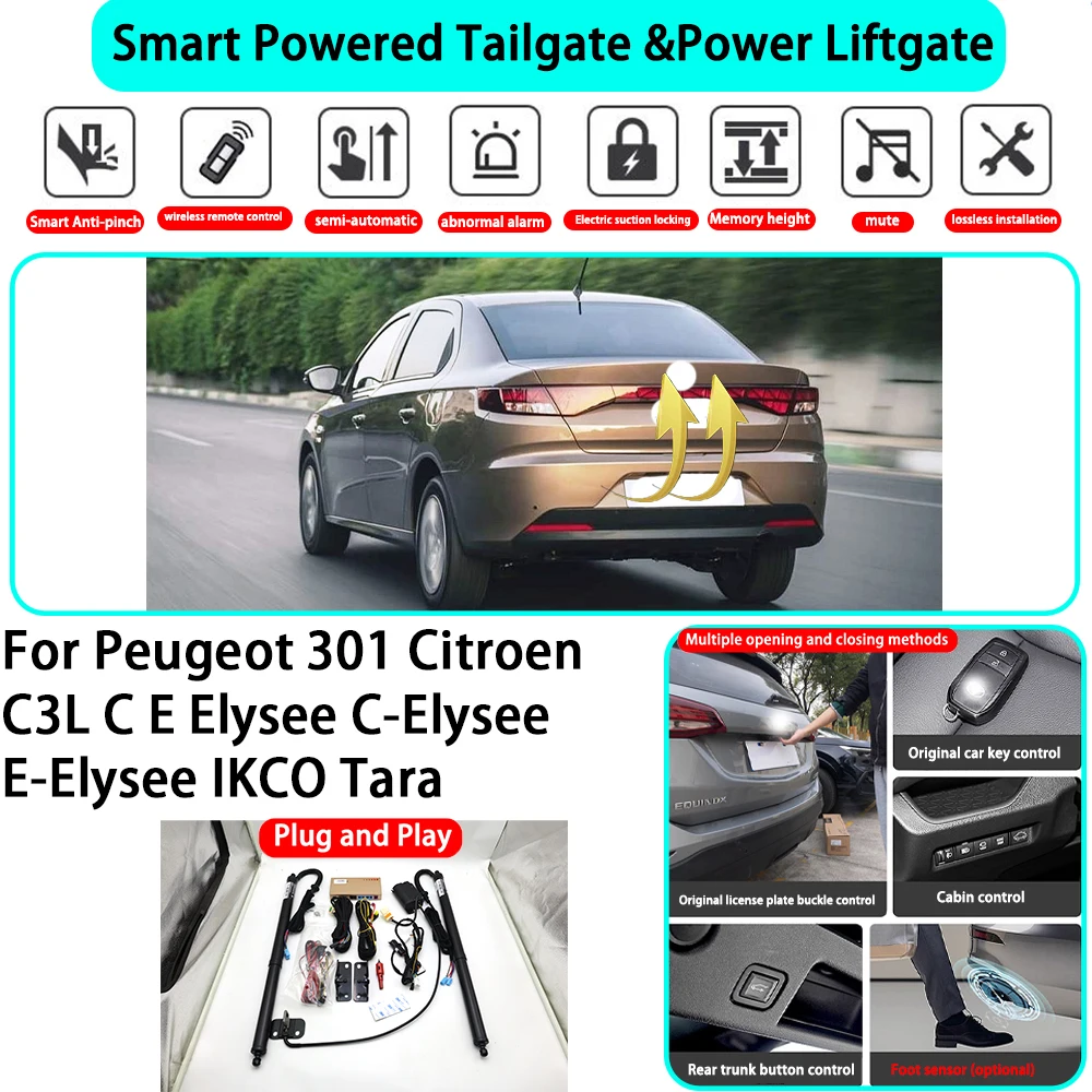 for Peugeot 301 Citroen C3L C E Elysee C-Elysee E-Elysee IKCO Tara Automatic Powered Tailgate Electric Power Tailgate Lift Kit