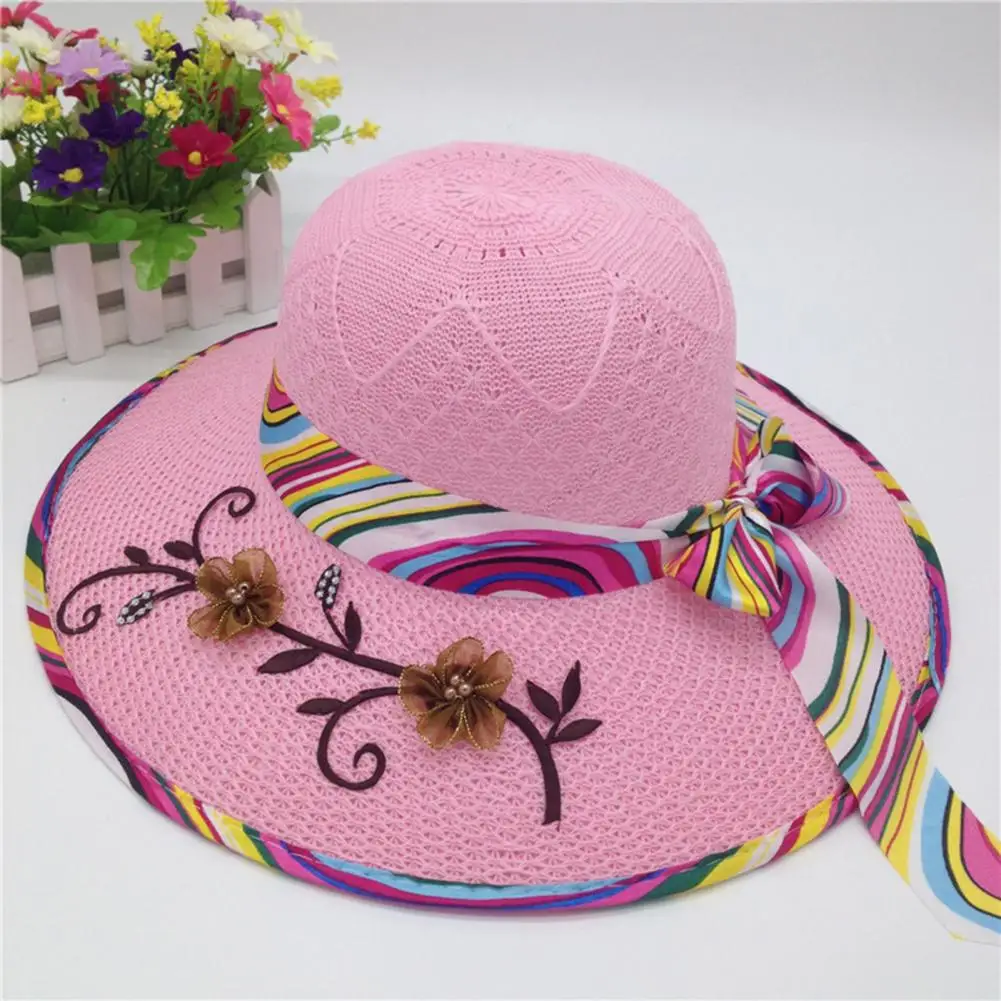 simple Foldable Wide Brim Floppy Girls Straw Hat Sun Hat Beach Women Summer Hat UV Protect Travel Cap Lady Cap Female Beach Hats