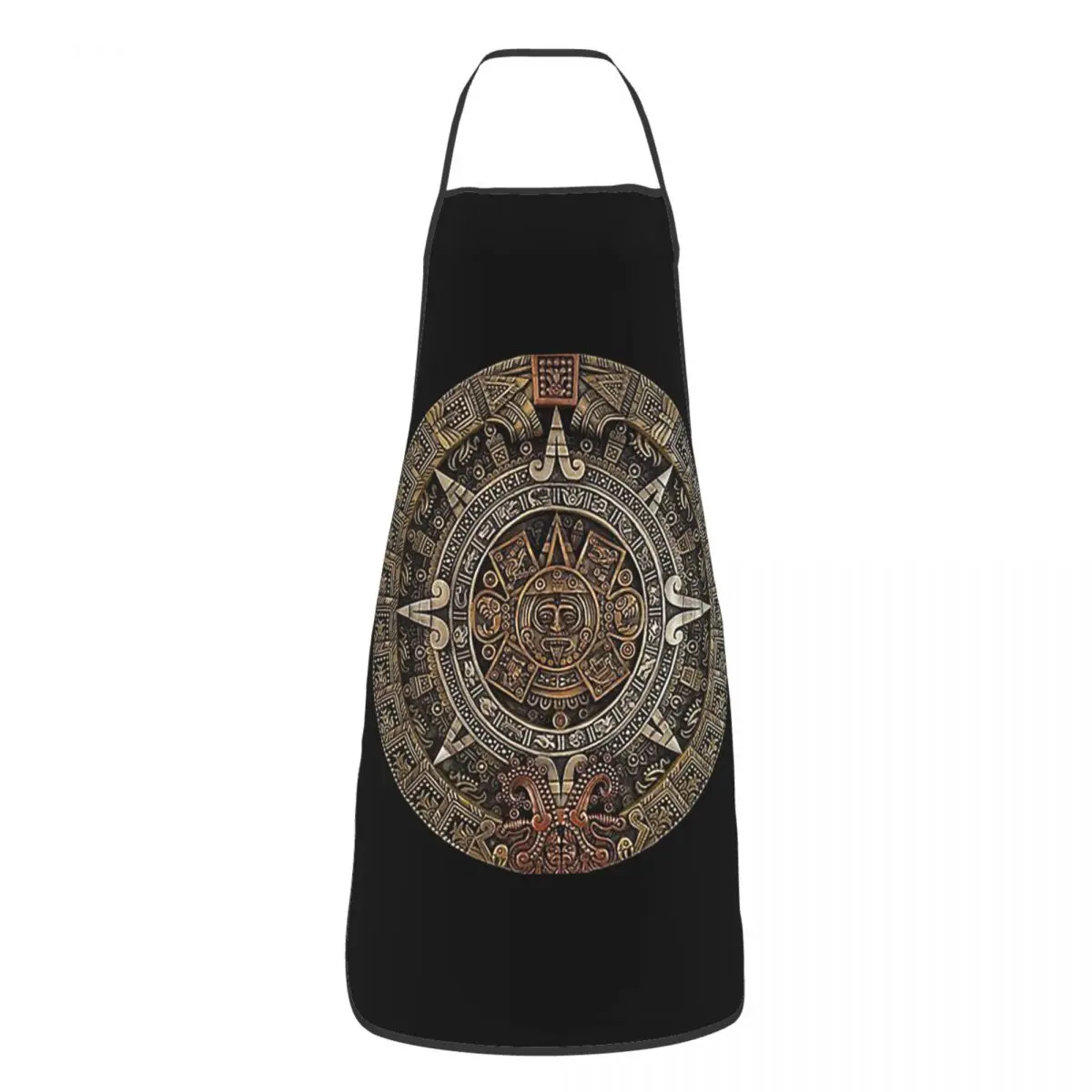 AztecMayan Calendar In Gold And Bronze Aprons Chef Cooking Tablier Waterproof Bib Kitchen Cleaning Pinafore for Women Men