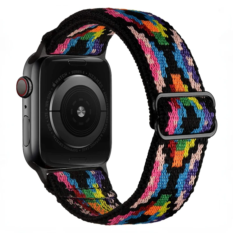 Nylon Braided Loop Strap For Apple Watch 8 7 45mm 41mm Adjustable Bracelet Belt iWatch Ultra 49mm 6 5 4 3 SE 44mm 42mm 40mm Band