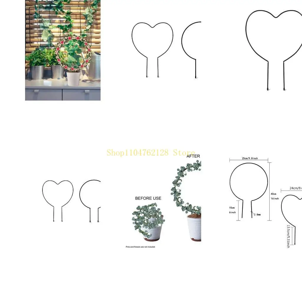 Metal Iron Round Heart Shaped Garden Plant Support Stake Stand for DIY Potted Climbing Plants Flower Vegetables Vine best sale