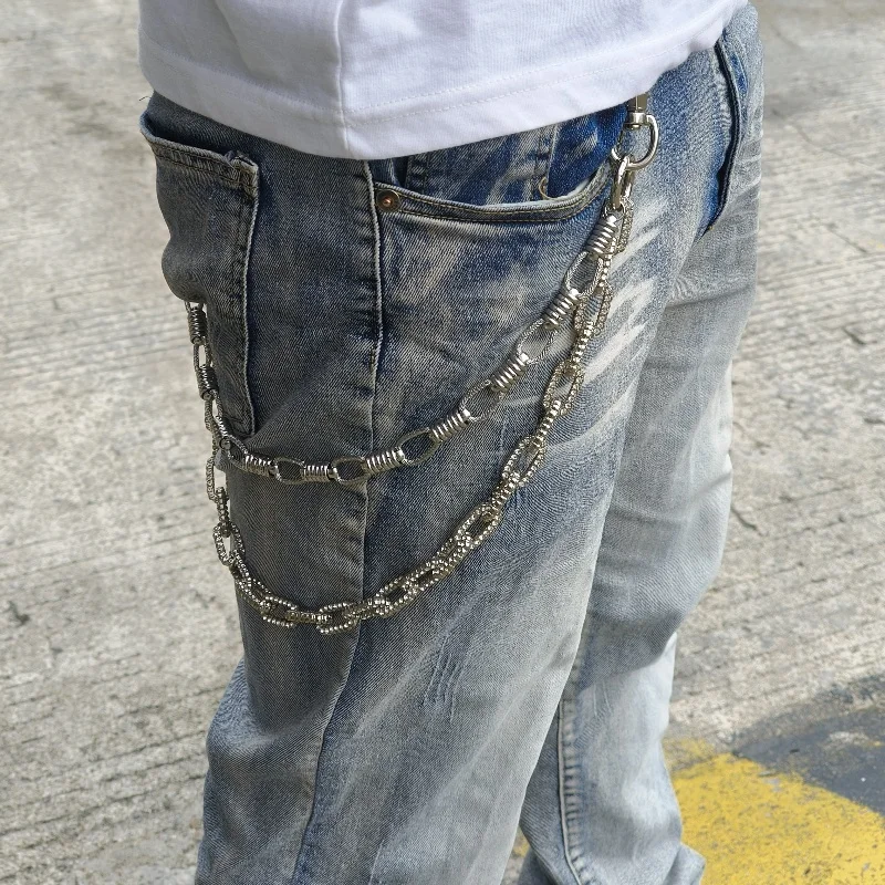 Stainless Steel  Ring Buckle Connection Pants Chain Fashionable Men's And Women's Styles Hip Rock One's Waist   Accessories