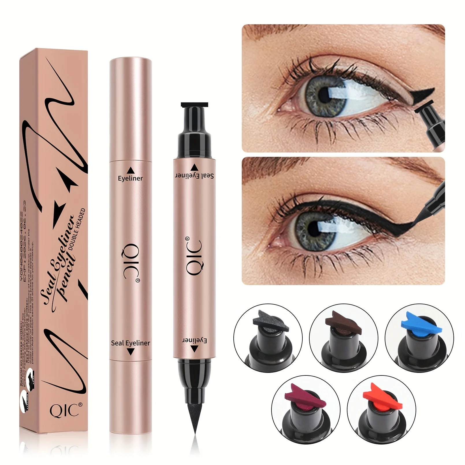 5 Colors Black Brown Purple Blue Red Cat Eye Stamp Liquid Eyeliner Colorful Set Waterproof Multicolor Smudge Proof