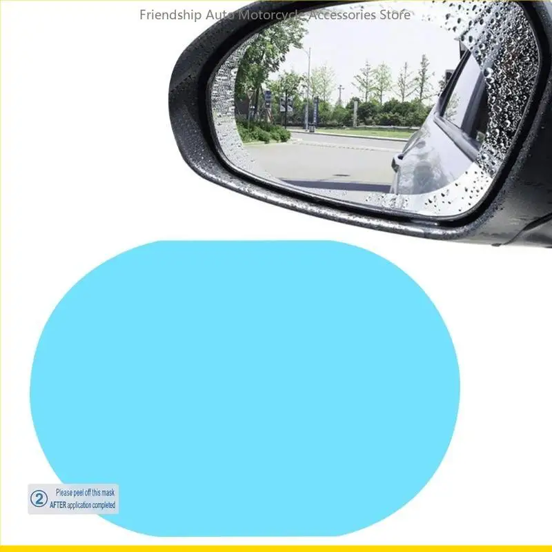 SZCH 2Pcs Car Rain-proof Film Rearview Mirror Waterproof Film Universal Window Glass Clear Anti-Fog Anti-reflective Sticker