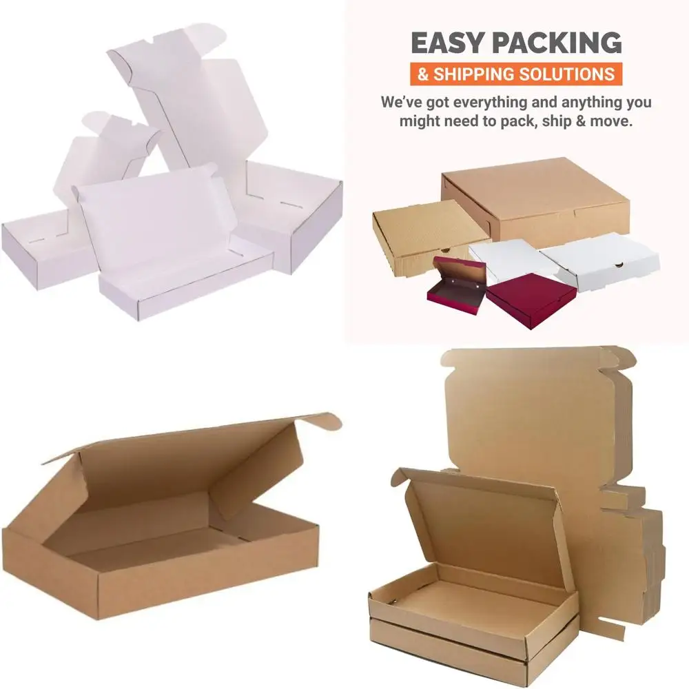 صناديق بريد كبيرة من الورق المقوى مقاس 9 × 6 × 3 للهدايا، سميكة 1/16 بوصة، صنع في الولايات المتحدة الأمريكية، تصميم علوي من الثنية، صندوق شحن مموج