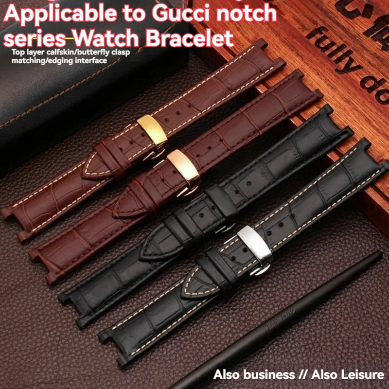For Watches Men's VFG Series Notch Crocodile Pattern Leather Strap GC Bracelet Watchband 22mm Black Brown with Tools