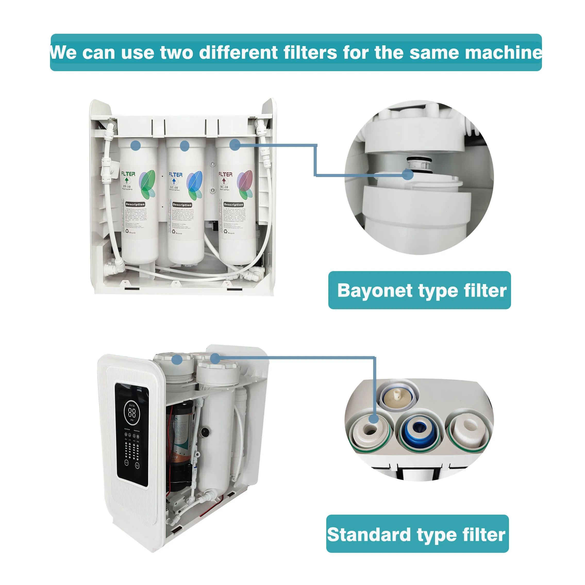 100 GPD Household Reverse Osmosis Water Purifier Bayonet Filter Water Filter System Water Purifier with tank  Alkaline Filter