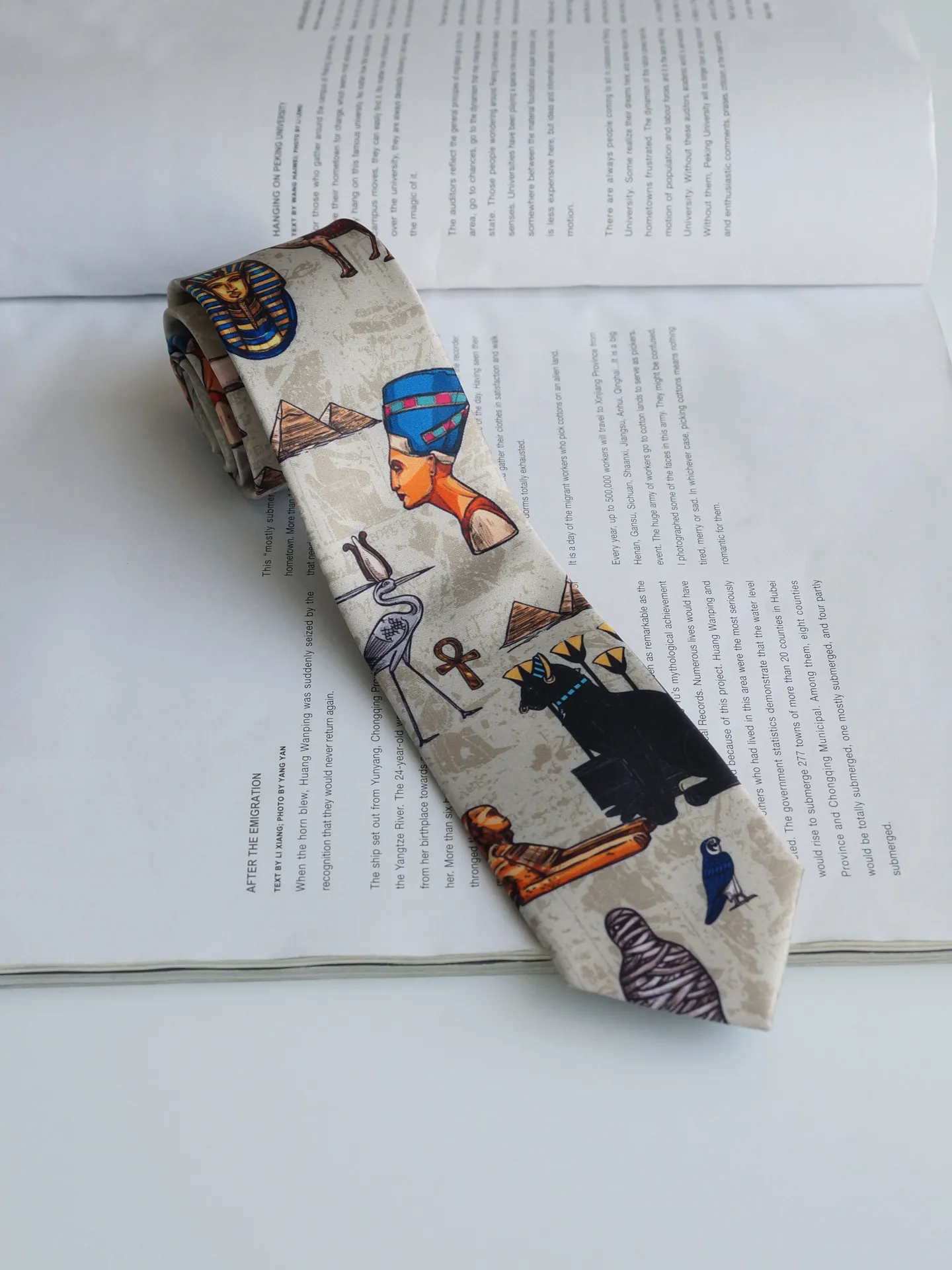 Original Design Necktie Gray Coffee Print Tie Schoolboy Retro Trendy Necktie