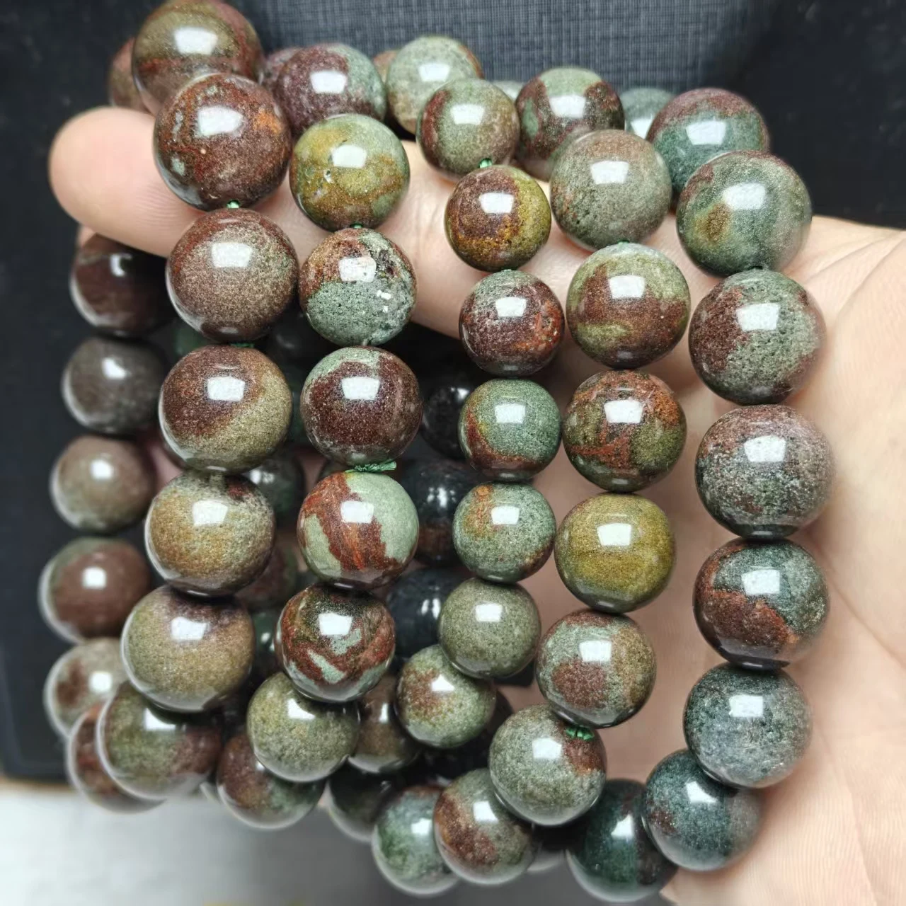 Xingyu Natürliche, voller Mineralien, rote und grüne Phantom-Quarzkristallperlen, glatte, runde, lose Perlen für Schmuck, DIY-Armbänder – Detail 5