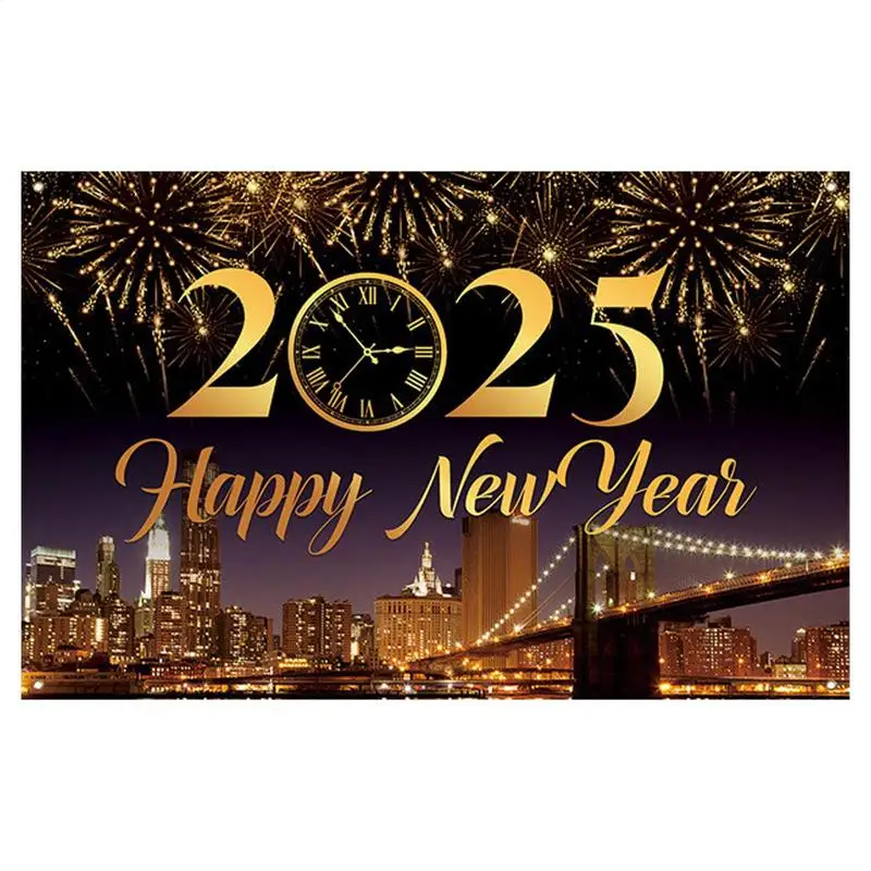 

2025 New Year Background Black Gold New Year Backdrop Banner Happy New Year 2025 Photography Backdrops New Year Banner Home