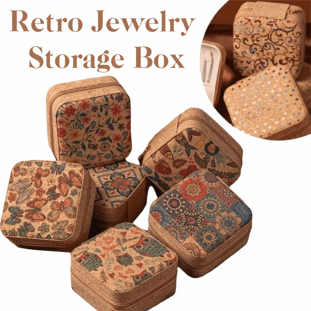 صندوق تخزين المجوهرات المحمول الرجعية سستة إغلاق منظم مجوهرات صغير الطبقات عرض المجوهرات أقراط حلقة