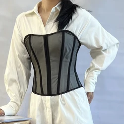 Perspective Mesh Thin Shapewear Women Sexy Underwear Corset Lingerie Fashion Waist Trainer Body Shaper Faja Lace Corsets Clothes