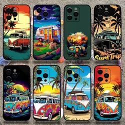 Combi Van Surf Phone Case For Apple iPhone 15,14,13,12,11,Pro,X,XS,Max,XR,Plus,Mini Soft  black shell