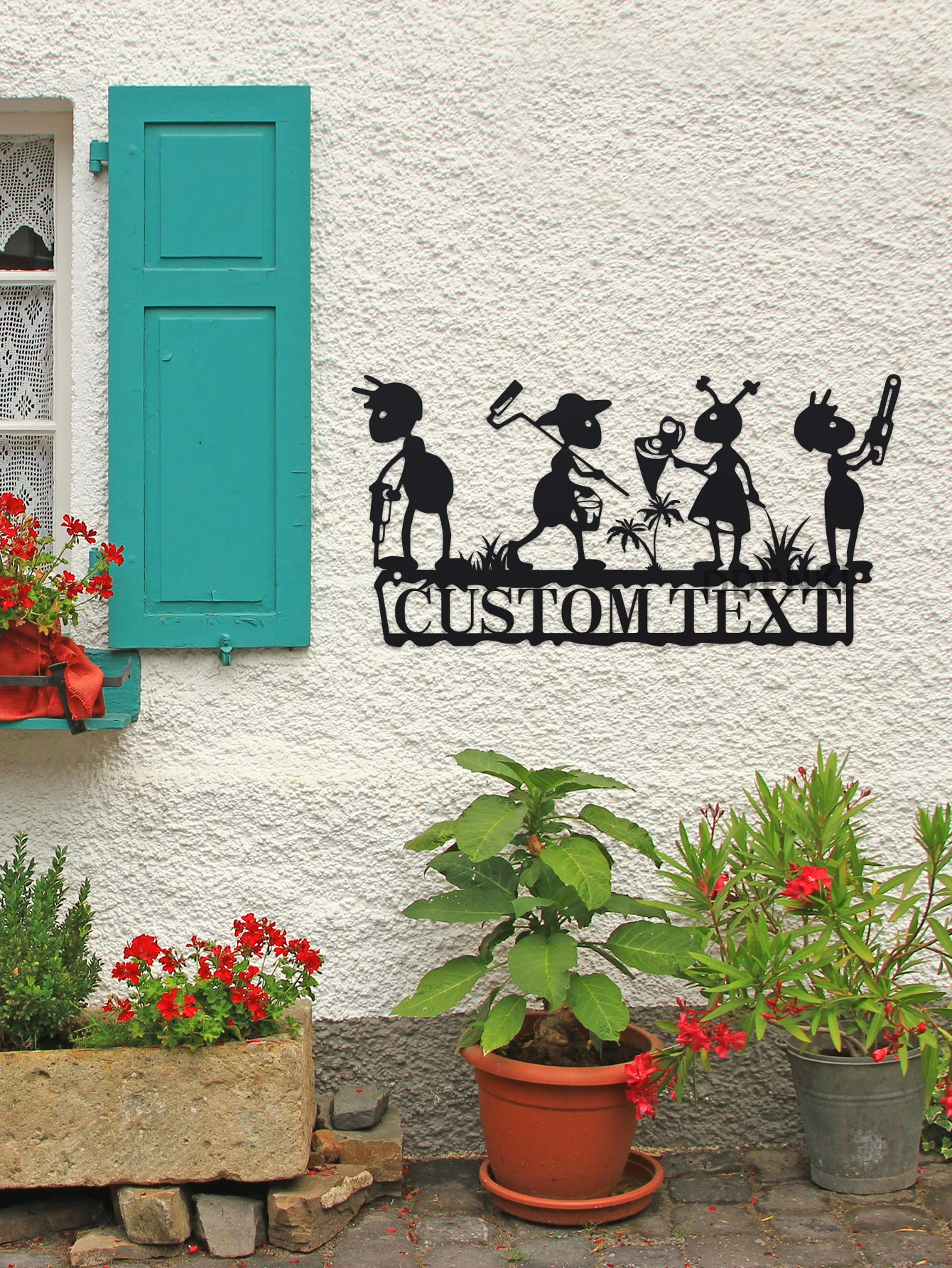 علامة معدنية مخصصة للحديقة، علامة معدنية مخصصة لحديقة النمل، ديكور نمل العمل المعدني، علامة ديكور جدارية للحديقة، تخصيص