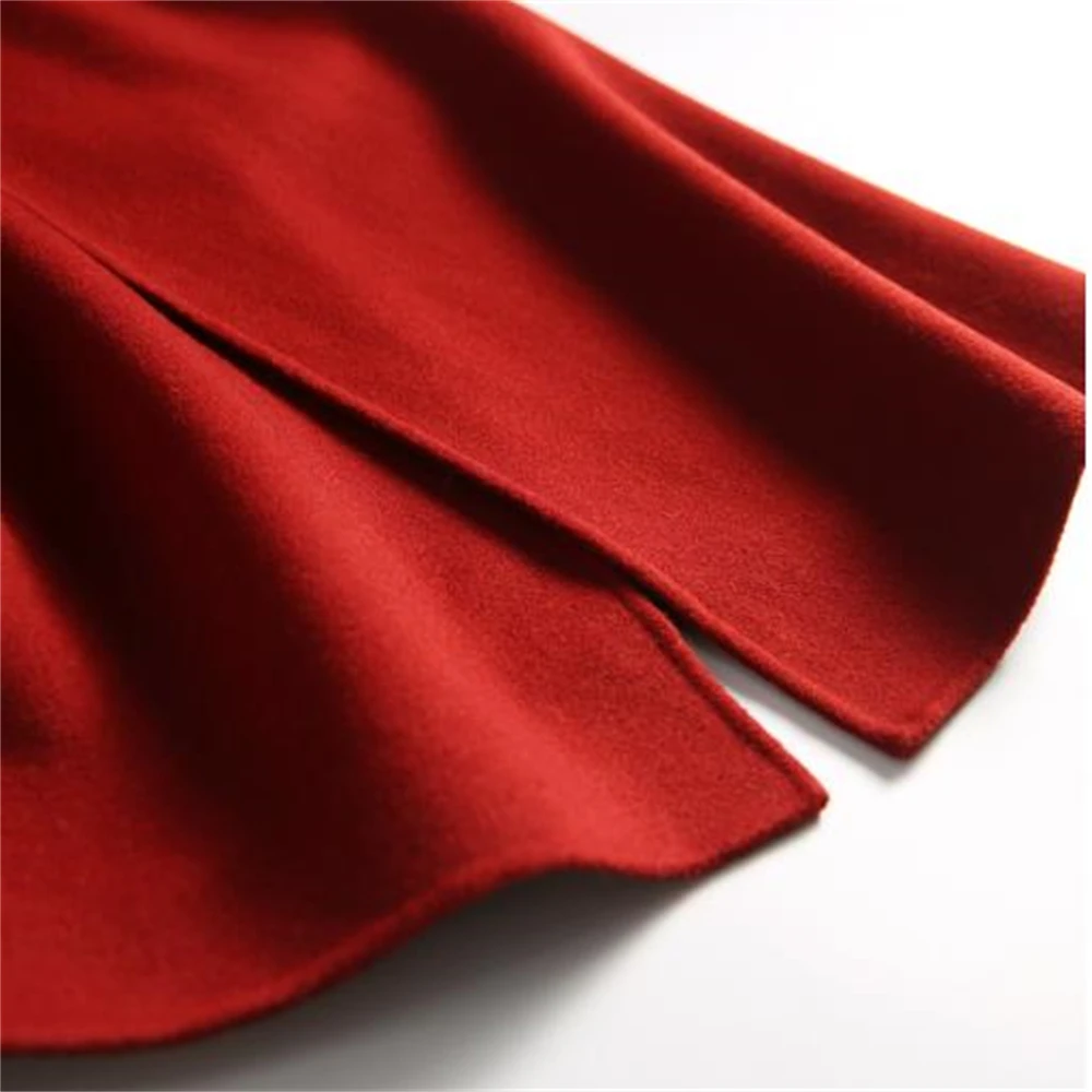 Robe rouge fendue pour femme, taille fine, laçage, col en fibre de V, style bureau, robes élégantes, automne, nouveau, 2024