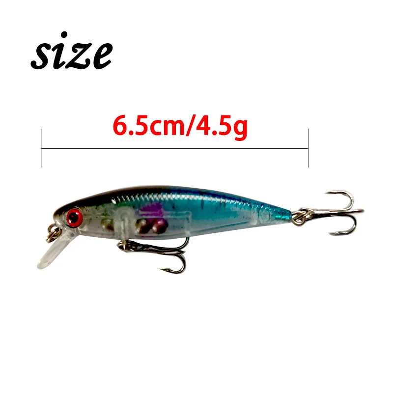 1 Pcs Minnow 6.5cm4.5g Slowly Sink  Micro Small Sink Slowly  Seven-mesh Mino  Quivered And Submerged Simulation Lure Track Baits