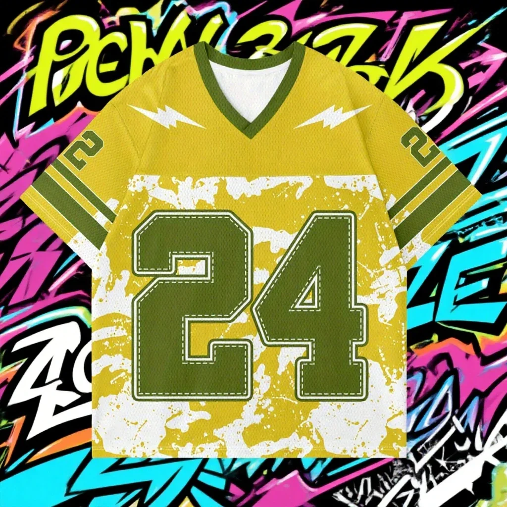 

New Loose Fitting Men/Women V-neck Short Sleeved T-shirt 3D Letter Printing Summer Street Women T-shirt Printing Quick DryingY2K