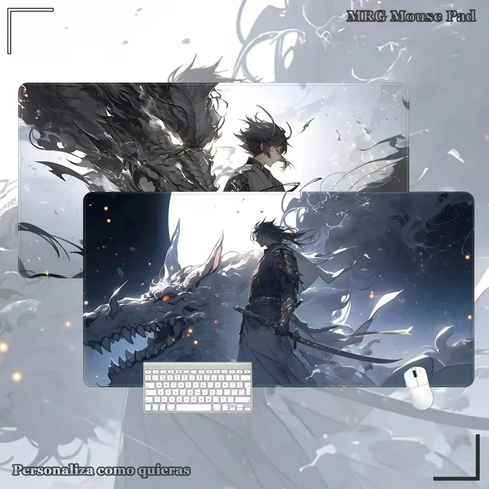 Mousemat 90x40 Mouse Table mat for work desk Mouse pad Minimalist desk mat Dragon Swordsman  Pc mouse carpet Desk mat Pad
