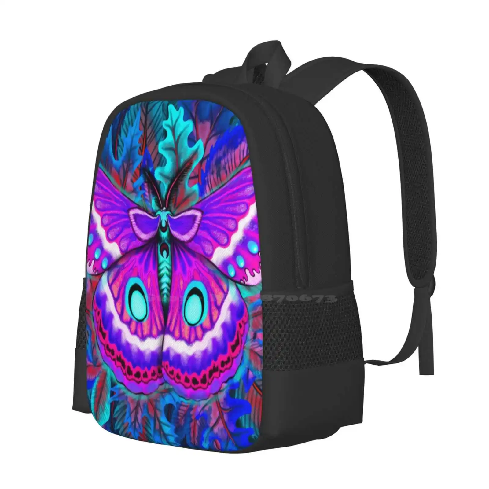 Moth Version 2 New Arrivals Unisex Bags Student Bag Backpack Moths Insects Bugs Colorful Animal Leaves Bright