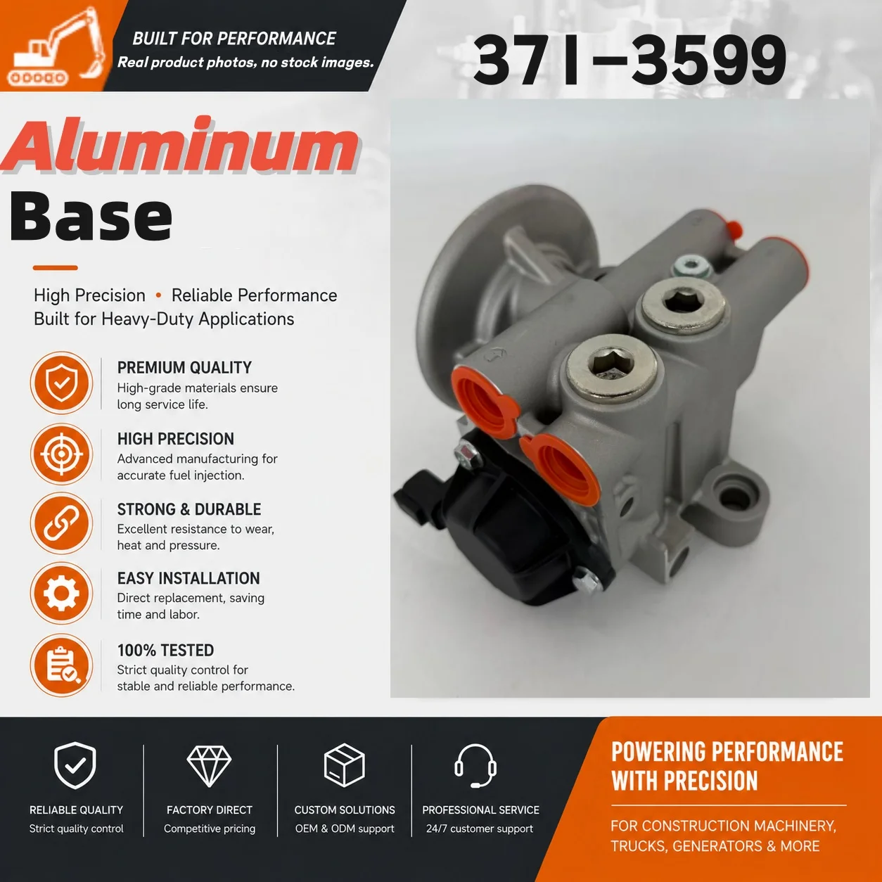 High Performance Aluminum Base 371-3599 3713599 Fuel Water Separator Housing diesel Parts for E336D E325D Engine Base