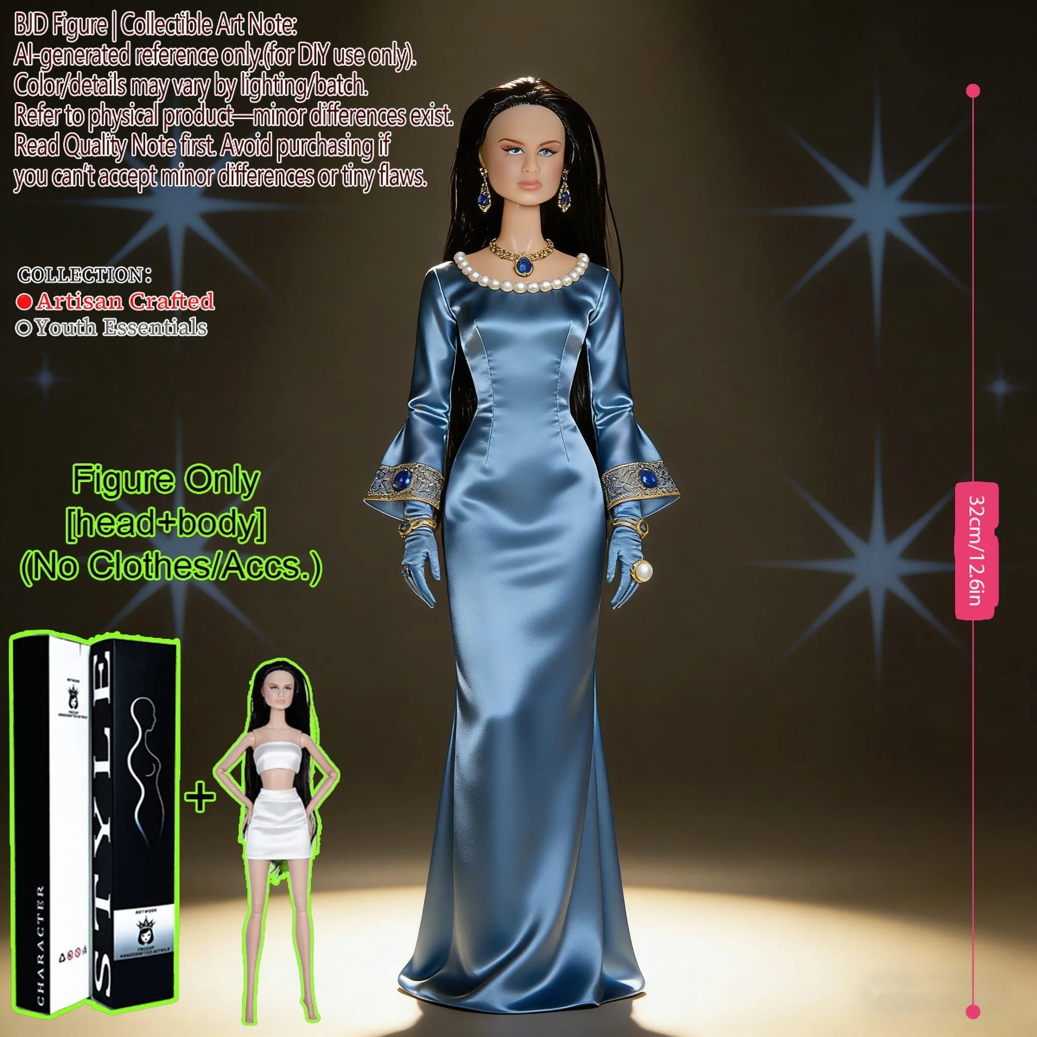 

12.6 Inch MJD BJD Supermodel Posable Doll 1/6 Scale Ball Jointed Collectible Realistic Fluffy Hair NoClothes