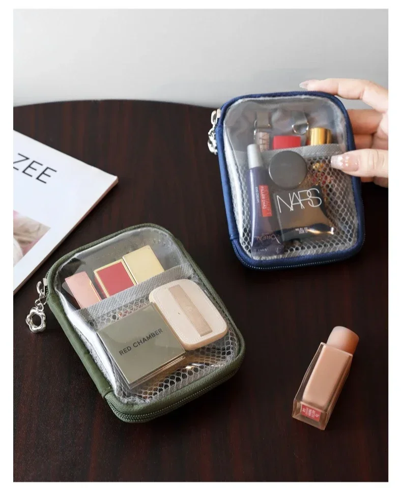 NEUE Tragbare Transparente Lippenstift-Tasche Kosmetik-Organizer Reise-Bluetooth-Kopfhörer Ladekabel-Etui – Detail 2