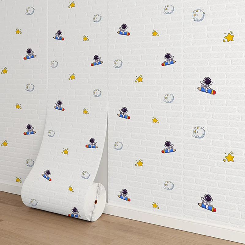Continuous Wallpaper Self-adhesive Waterproof and Moisture-proof 3D Wall Sticker Children's Bedroom Wall Decoration Cartoon Foam