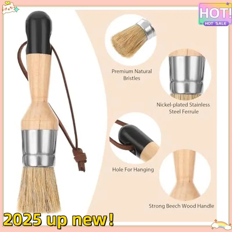 3 Pack Chalk Paint Brushes Set Kit For Furniture Reusable Flat And Round Chalk Paint Brushes Set For Folk Art Home Decor