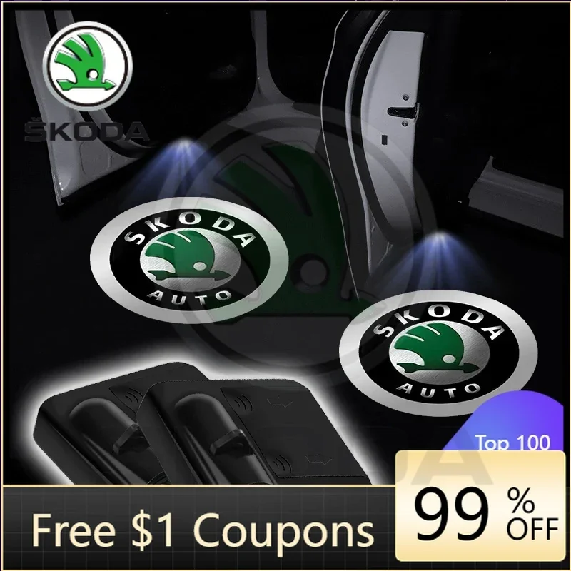 

Car Sticker 2026 New 1/2pcs Car Door LED HD Welcome Courtesy Shadow Projector Lamp Logo Light For Skoda Octavia Rapid Kodiaq Kar
