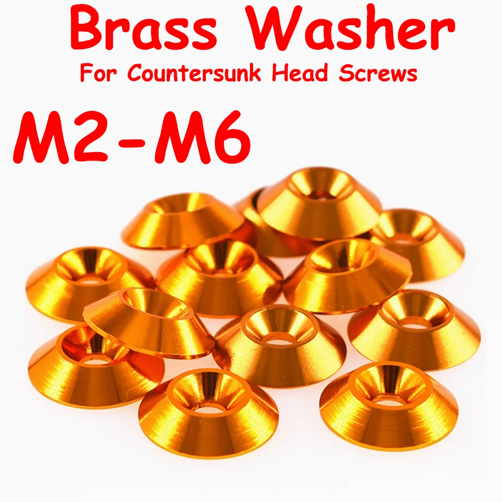

Yiqianyuan M2-M6 Brass Alloy Washers for Countersunk Head Screws Copper Gasket RC Car Accessory Brass Alloy Gaskets