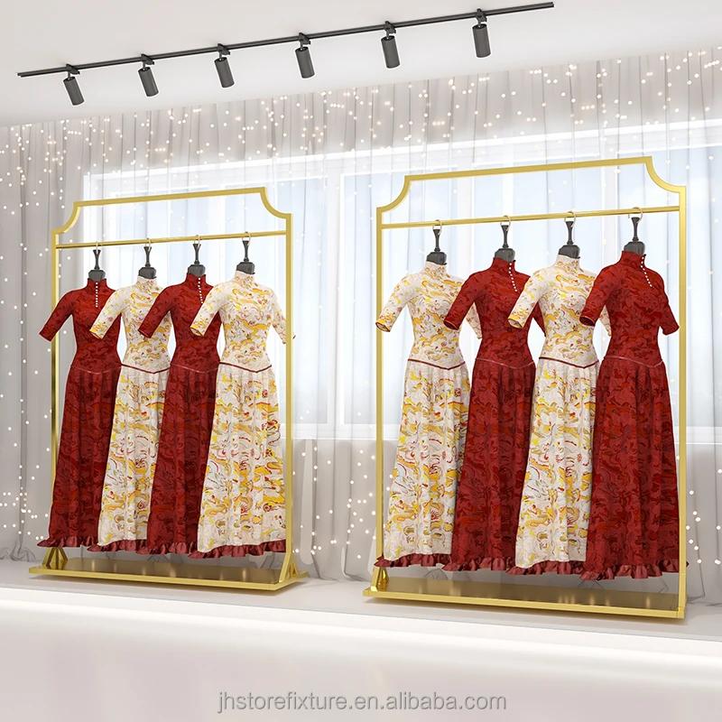 Personalizzato. Risparmia spazio Appendiabiti Armadio da pavimento commerciale resistente Appeso in oro Appendiabiti per abiti da sposa