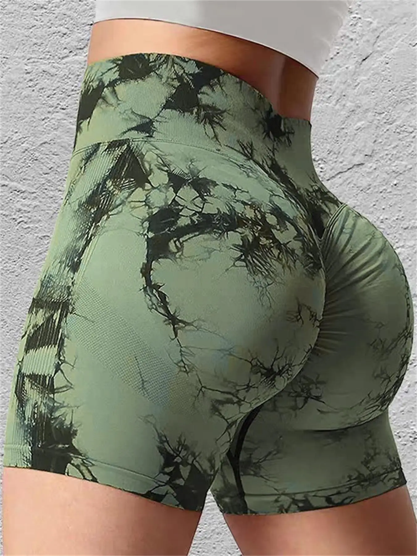 Dames hoge taille en heuplift sport strakke shorts hardlopen sexy perzik fitness yoga shorts, tie-dye naadloze fitnessbroek