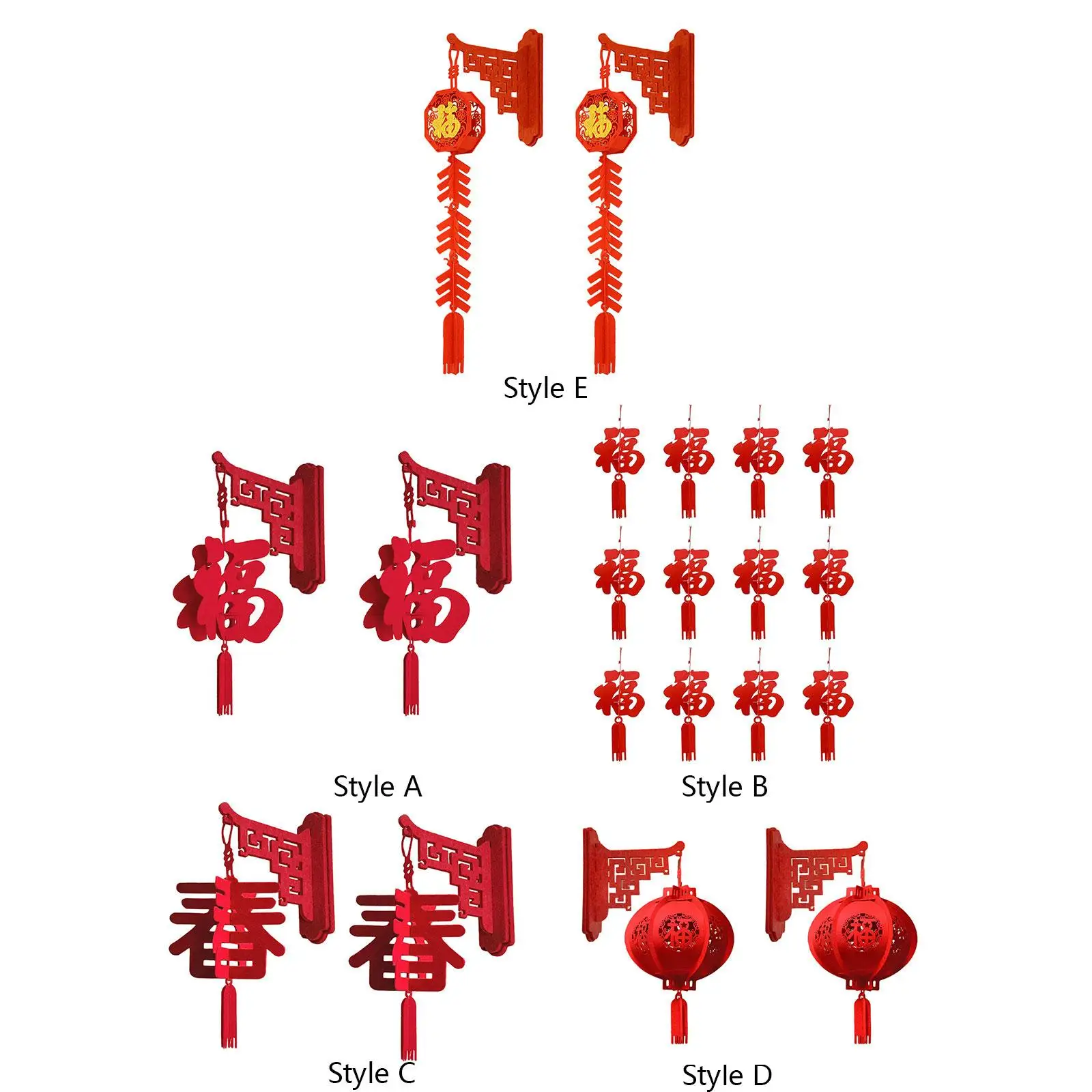 2x Chinese New Year Hanging Decorations, 2024 Chinese Fu Characters, Home Spring Festival Decor for Bedroom, Spring Festival