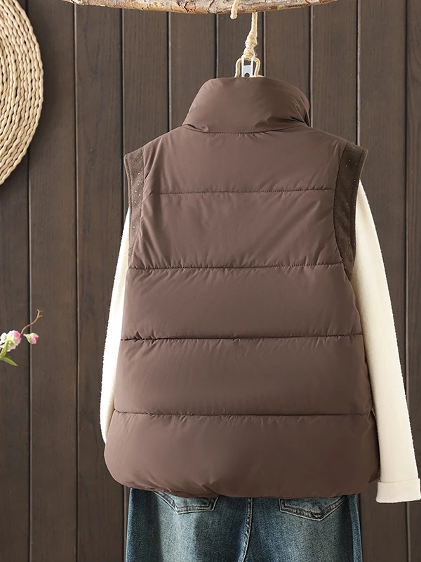 Colete feminino forrado Fce de marca japonesa coreana casual solto ajuste longo chiusura com zíper Sve Faionable All-Match O...