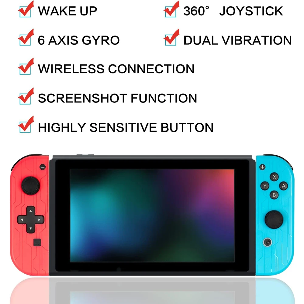 Wireless Joystick For Switch Controller 6 Axis Gyro Gamepad with Straps Wake-up Funct for Switch Control J-C Gamepad