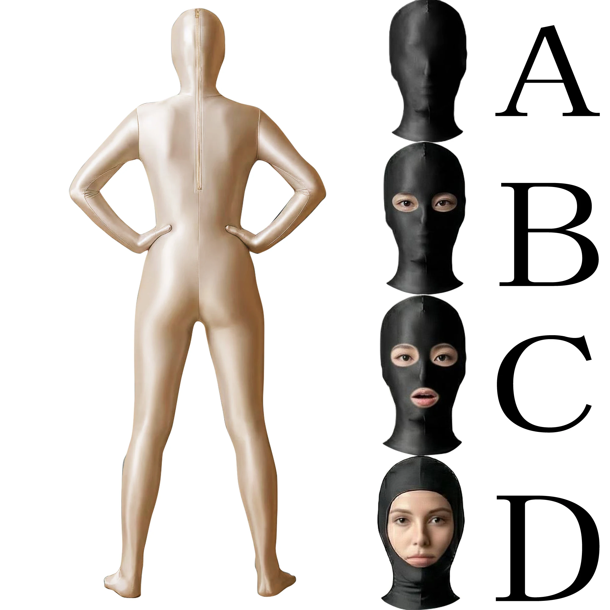 Kigurumi Head Shell Zentai Full Body Suit Cosplay Anime-kostuum Hoge elastische naadloze glanzende bodysuit uit één stuk