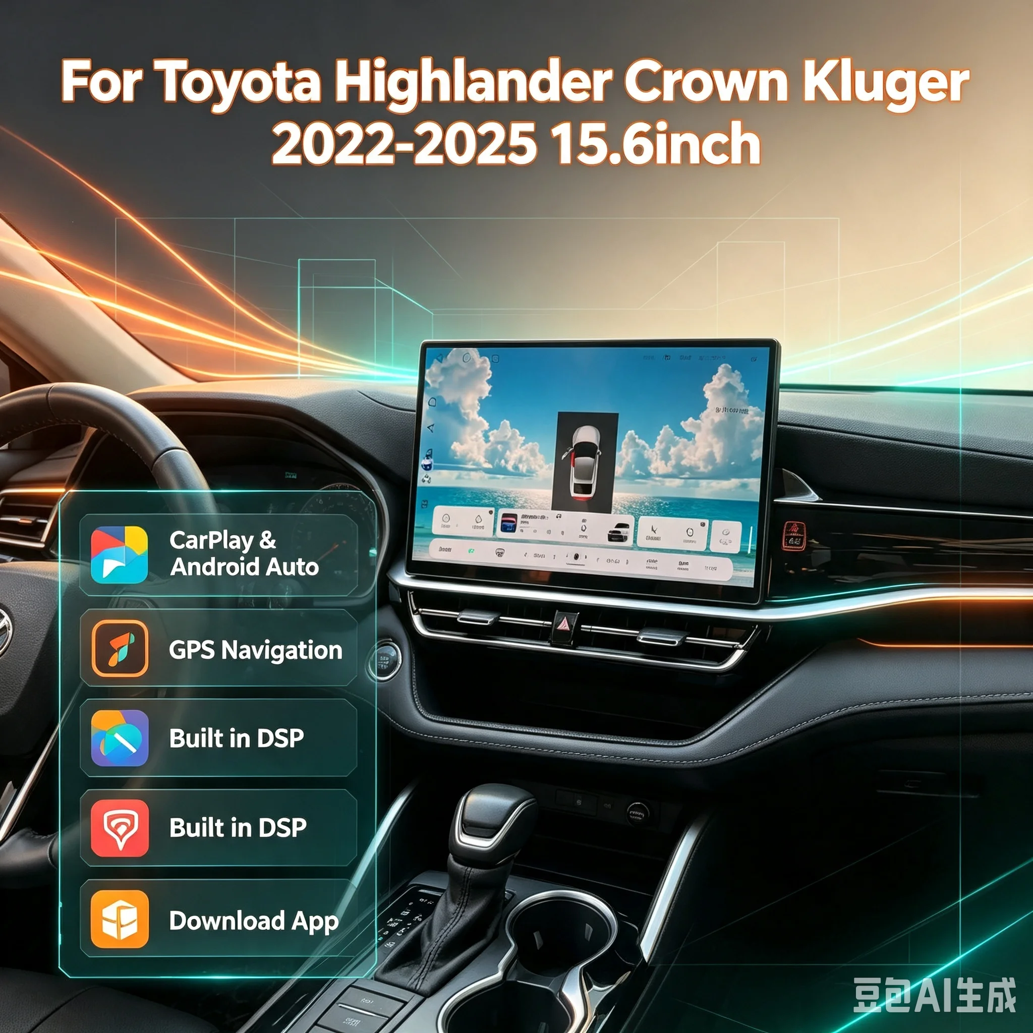 For Toyota Highlander 2022-2025 Crown Kluger Stereo Multimedia Video Player GPS Carplay 15.6