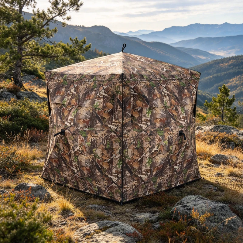 Camo Photography Tent Hunting Blind, See Through Camouflage Bird Watching Hide, Silent Zipper Windproof Shelter for Hunters