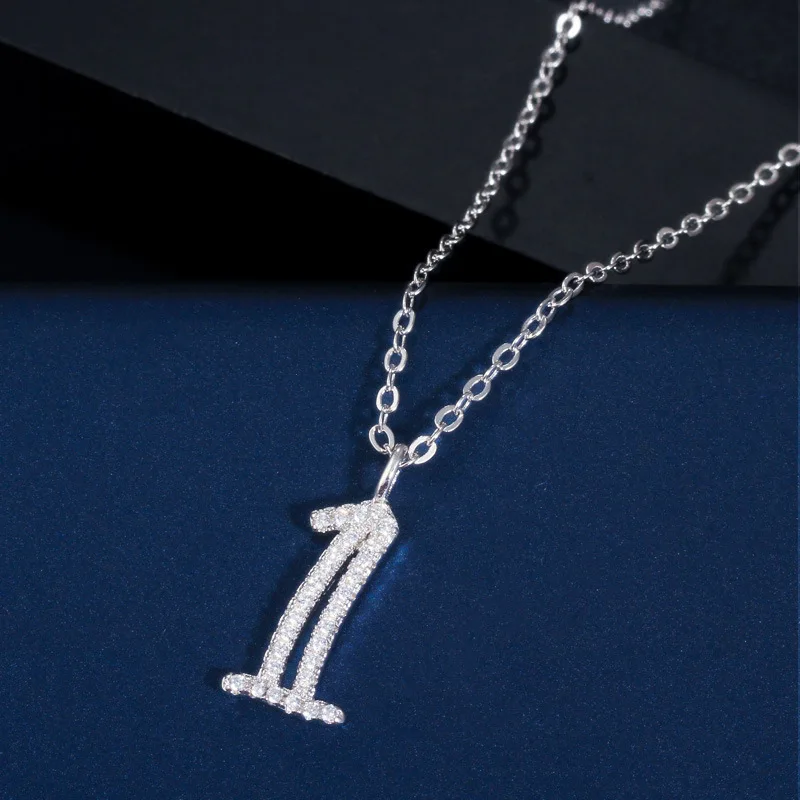 Lucky number necklace, micro-inlaid zircon collarbone chain Qixi Festival Valentine's Day gift, holiday gift