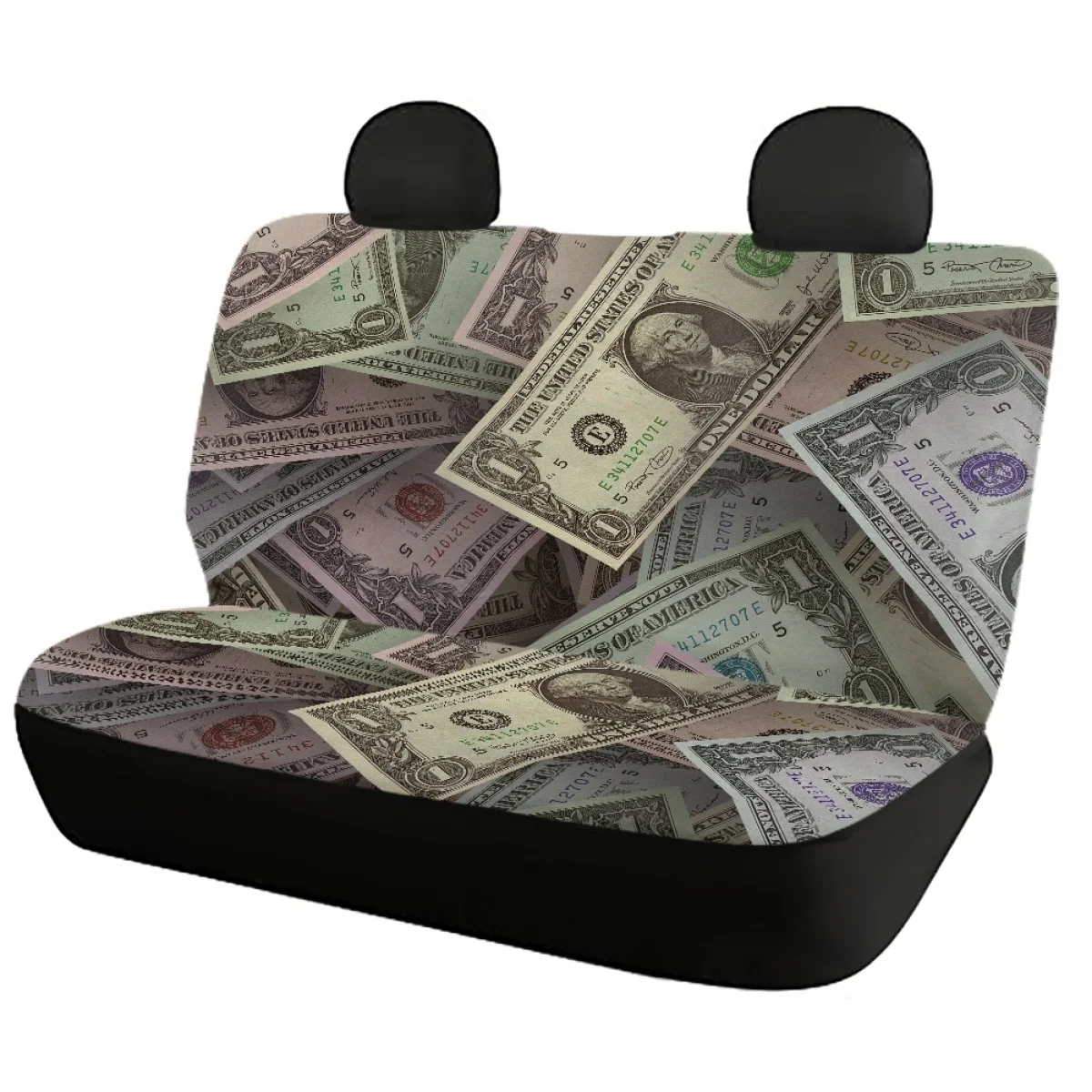 Money Dollar Design Car Front/Rear Seat Covers Full Set Vehicle Seat Protector Slip-Resistant Remove Car Seat Cover Easy Clean