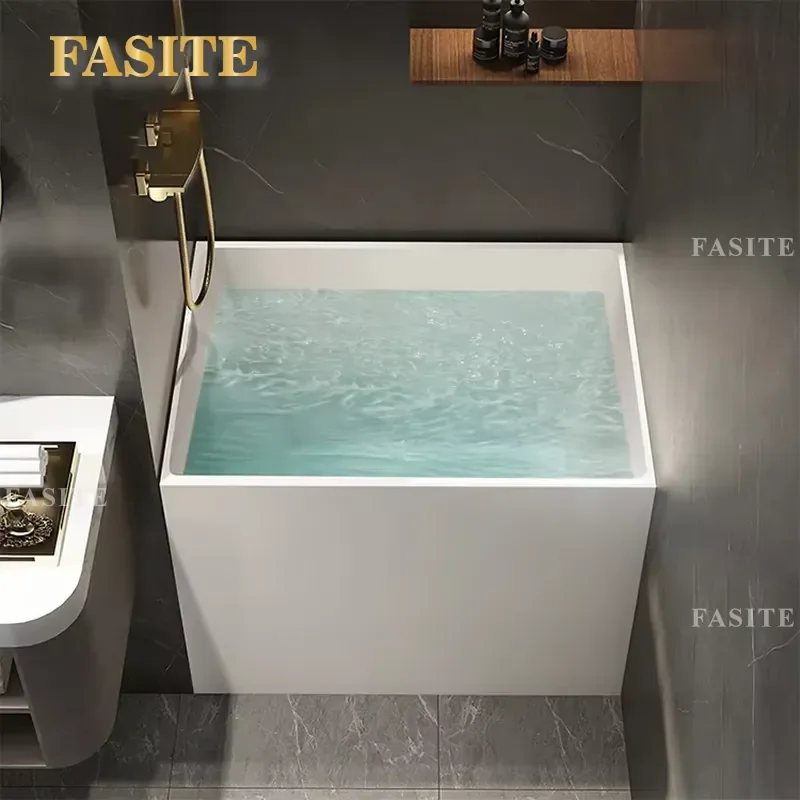 Modern White Acrylic Freestanding Soaking Tub Deep Bathtub for Bathroom Luxury Spa Hot Tub Relaxation Pain Relief