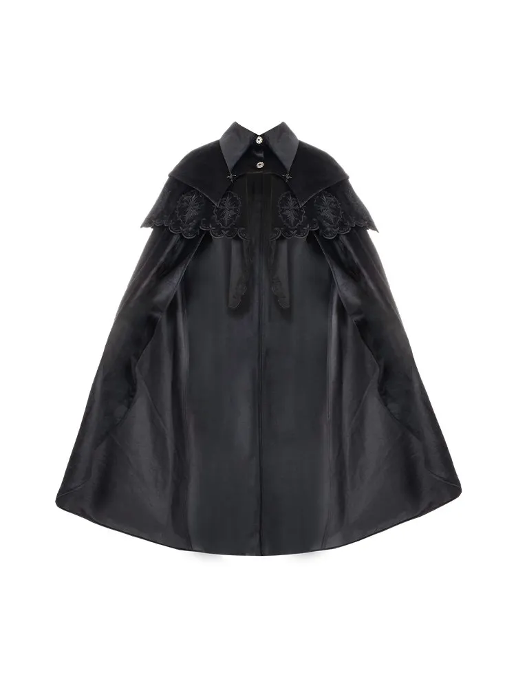 

- Pilgrim - Black Gothic Lolita Cape, Detachable 2-Piece by With Puji