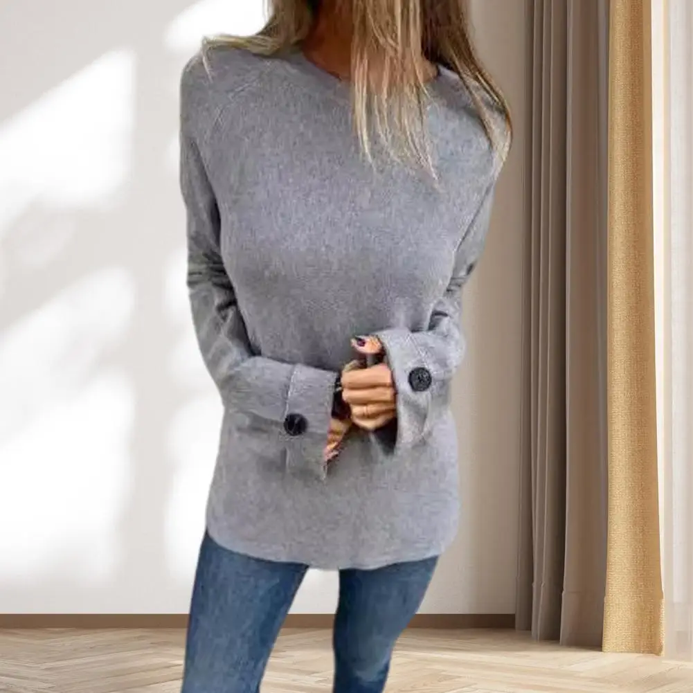 Women Loose Fit T-shirt Stretchy Top Stylish Women's Raglan Long Sleeve Tee Shirt with Button Cuffs Loose Fit Pullover for Wear