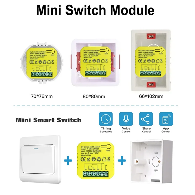 

Модуль релейного переключателя с сухим контактом Wi-Fi Tuya Smart Life 5A DC12V 24V AC100-240V Приложение Дистанционное управление таймером