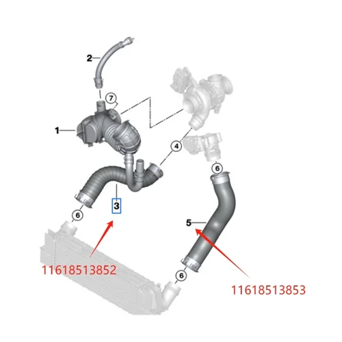 Imagen 2 del producto Nueva manguera Turbo manguera de aire de carga 11618513852 11618513853 para BMW X5 F15 25dX
