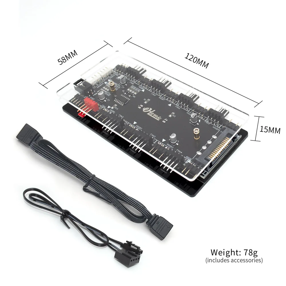 12V to 5V RGB Converter,4Pin RGB to 3-Pin ARGB Controller Adapter & PWM 3-In-1 Hub 8 Ports 4-Pin Fan & Mistic Light Sync Adapter