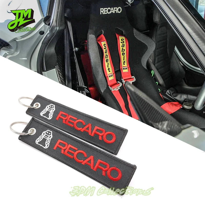 Car Keychain Embroidered Keyring JDM Style For Recaro Racing Key Strap Luggage Tags For Honda Toyota Auto Key Holder Accessories