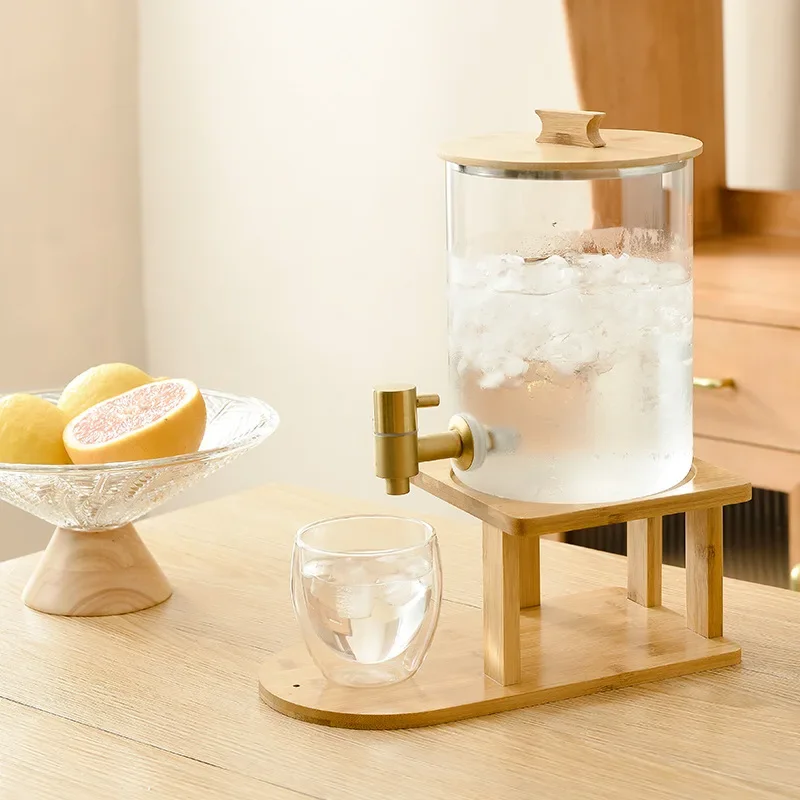 Household Cold Water Kettle Fruit Juice Bucket with Faucet Living Room Beverage Storage for High-Temperature Kitchen Use 2