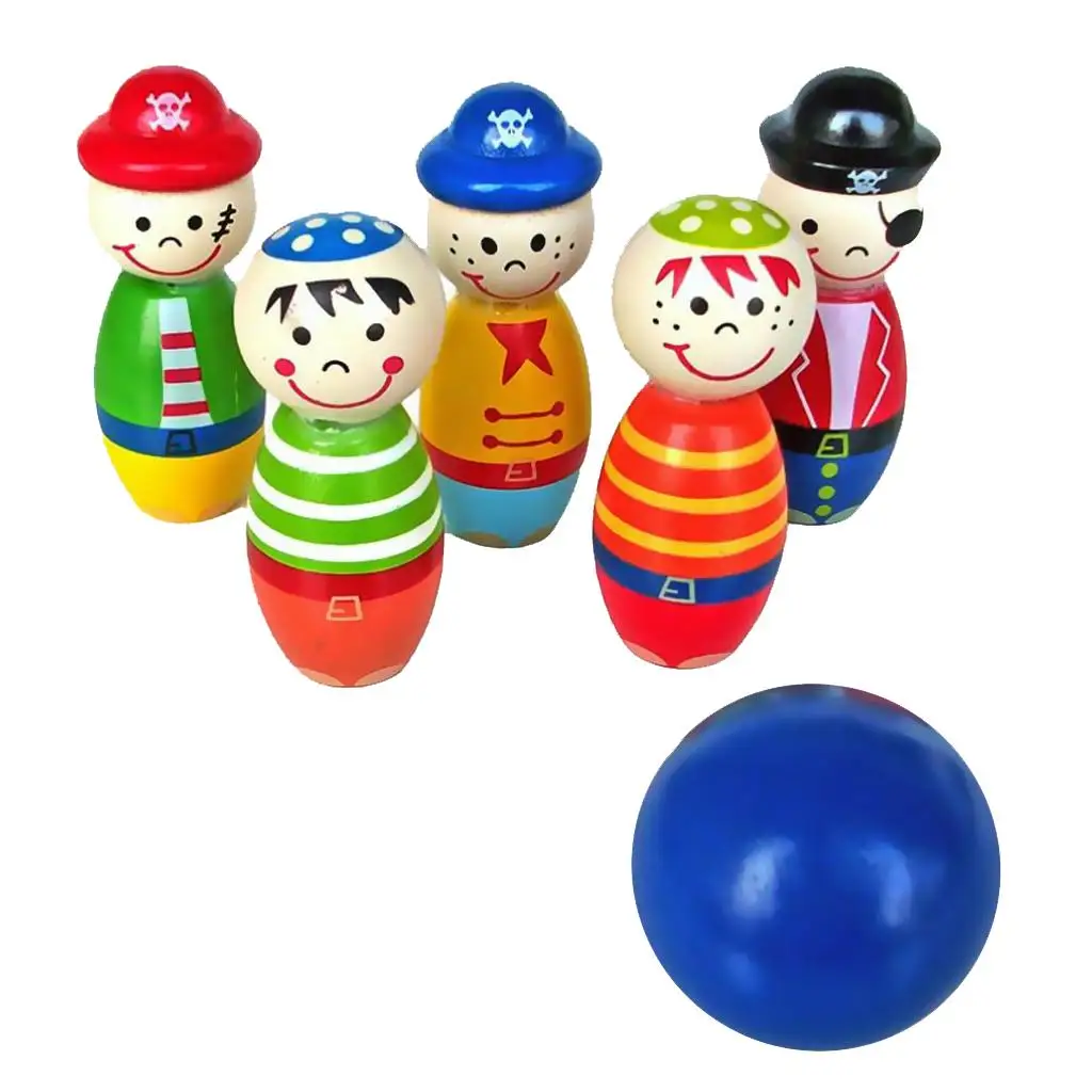 

Kids Wood Toys Mini Bowling Set Educational Game Wooden Puzzle Toy for Family Fun Preschool Children