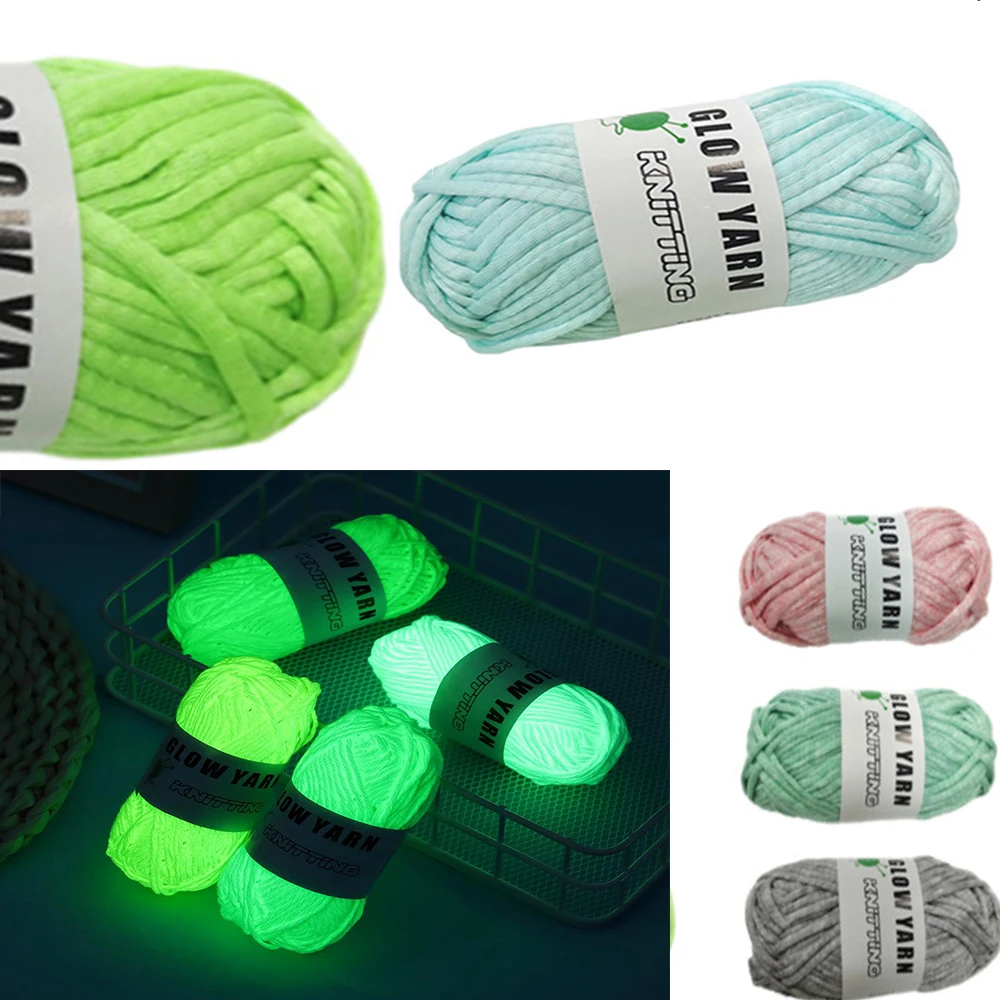 4mm 45meters Thick Yarn Glow in the Dark Polyester Luminous Chunky Yarn Colored Cloth Yarn for Hand Knitting Woven Bag Carpet DI